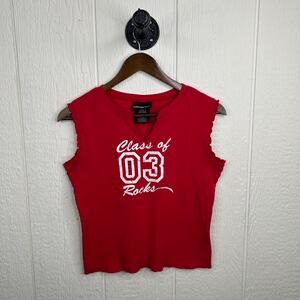 Vintage 2003 Y2K 'Class of 03 Rocks' Red Baby Tee X-Large